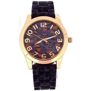 【貨物輸送無料】ladies purple rose gold leopard print silicone fashion watch ge0641a 男女兼用腕時計-腕時計