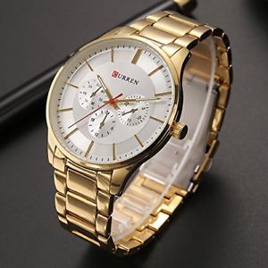 【貨物輸送無料】orologio 地方検事 polso curren 8282 uomo analogico quarzo lusso oro q silver lac 男女兼用腕時計-腕時計