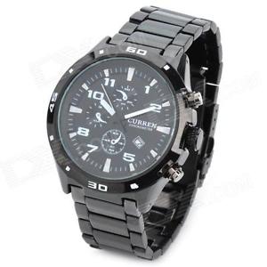 【貨物輸送無料】orologio polso curren 8021 uomo analogico quarzo datario nero quad nero bia lac 腕時計-男女兼用腕時計