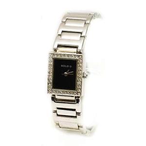 【貨物輸送無料】solo crystal design silver tone strap ladies fashion watch 3292792 男女兼用腕時計-腕時計