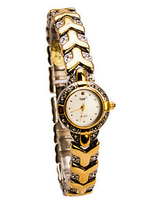 【送料無料】monduwomens gold and silver finish round case analog watch