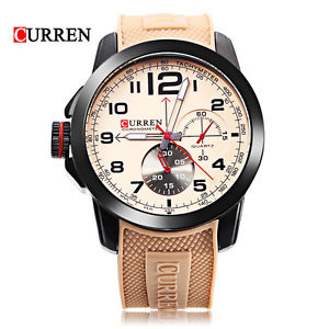 【送料無料】orologio polso curren 8182 uomo analogico quarzo moderno beige lac