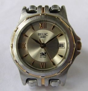 【貨物輸送無料】relic quartz date watch two tone bracelet 男女兼用腕時計-腕時計