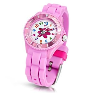 【貨物輸送無料】flower watch with pink silicon strap 50m 5気圧 by jo for girls 男女兼用腕時計-腕時計