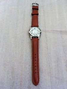 【送料無料】ladiesmens quartz watch silverbrown strap|hokushin