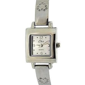 【送料無料】chic ladies analogue stone set heart metal bracelet strap watch｜hokushin