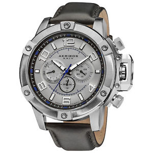 【送料無料】 akribos xxiv ak605wt men’s daydate decorative screws leather strap watch 20,576円