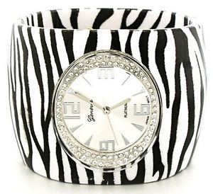【送料無料】7 womens ladies geneva crystal hinged acrylic wide cuff fashion wrist watch｜hokushin