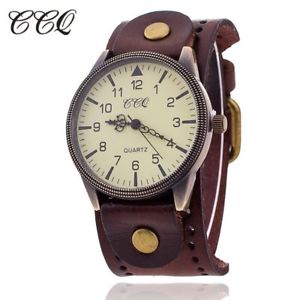 【送料無料】ccq vintage cow leather bracelet watch high quality antique women wrist watch|hokushin