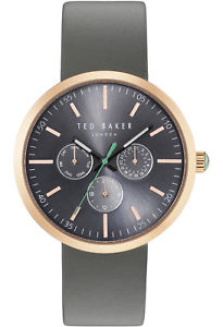【送料無料】ted baker london 10031503 mens rose goldtone analog steel watch grey leather