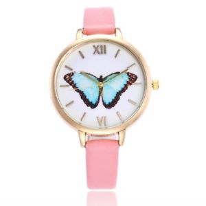 【送料無料】pink butterfly ladies fashion quartz watch
