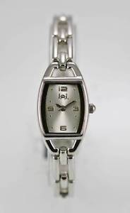 【貨物輸送無料】lei watch womens white stainless silver battery easy read water resistant quartz 腕時計-男女兼用腕時計