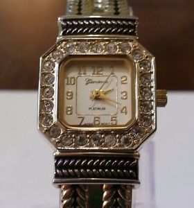 【送料無料】geneva platinum ladies quartz watch w clear rhinestones runs needs battery 12,226円