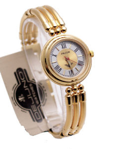 【送料無料】dejunowomens stainless steel gold finish metal bracelet analog watch|hokushin