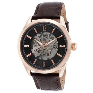 【送料無料】lucien piccard mens rose gold case brown strap automatic watch 10660arg01brw
