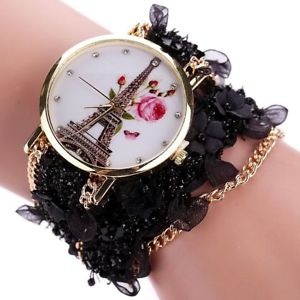 【送料無料】women dress fashion watch duoya flower eiffel tower bracelet quartz wristwatc|hokushin