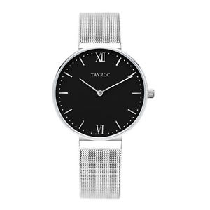【送料無料】orologio tayroc ty148 signature donna maglia milanese acciaio nero 36 mm nuovo