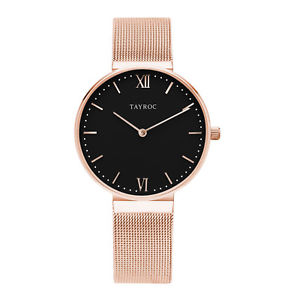【送料無料】orologio tayroc ty149 signature donna maglia milanese oro rosa nero 36 mm