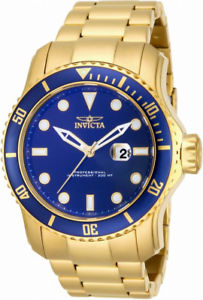 【送料無料】invicta pro diver 15352 mens round analog date blue amp; gold tone watch
