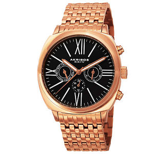【送料無料】mens akribos xxiv ak636rg quartz multifunction vintage stainless steel watch
