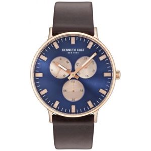 【送料無料】kenneth cole watch multifunction blue rose god tone with leather strap
