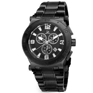 【送料無料】mens joshua amp; sons jx104bk chronograph date complication steel bracelet watch｜hokushin