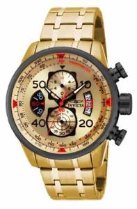 【送料無料】invicta mens aviator 18k gold ionplated watch 17205