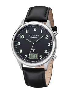 【送料無料】regent herren edelstahl funkuhr ba447 18804416 analog,digital funkempfang l