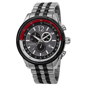 【送料無料】mens akribos xxiv ak650ttb swiss chronograph tachymeter twotone steel watch