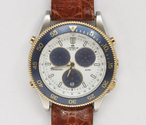 【送料無料】lorenz, alarm chronograph quartz mov, crocodile strap,  mint unused