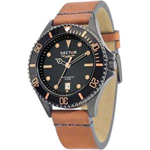 【送料無料】orologio uomo sector 235 r3251161014 pelle marrone nero sub 100mt