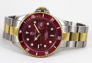 【送料無料】herrenuhr cavadini advantage taucher quarz 30 bar edelstahl 45 mm bicolorrot