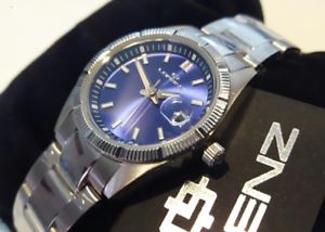 【送料無料】orologio donna lorenz,bracciale acciaio,blu elettrico,cassa small 25mm,data,50mt