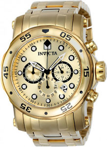 【送料無料】invicta mens pro diver quartz chrono 200m gold tone stainless steel watch 23652