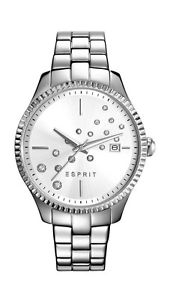 【送料無料】esprit es108612001damenuhr mit weien steinen neu