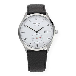 【送料無料】boccia herrenuhr titan leder mit datumsanzeige 360601|hokushin
