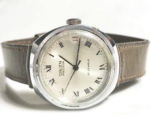 【送料無料】vintage gruen precision 17j n 510rss ca manual mens wristwatch