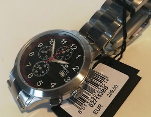 【貨物輸送無料】orologio uomo lorenz,cronografo,nero,43 粍,chrono,bracciale acciaio,100 mt,