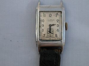 【貨物輸送無料】art deco mens stainless steel jwbenson rectangular wristwatch not working