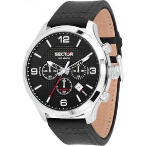 【貨物輸送無料】orologio uomo sector traveller r3271804002 chrono pelle nero sub 100mt