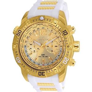 【貨物輸送無料】invicta mens aviator quartz stainless steel and silicone casual watch 24581