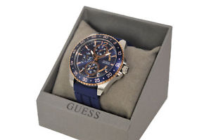 【貨物輸送無料】guess mens blue jet analogue quartz watch with rubber bracelet  w0798g2