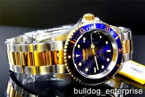 【貨物輸送無料】mens invicta pro diver blue 23kt gold tone nh35a automatic coin steel watch