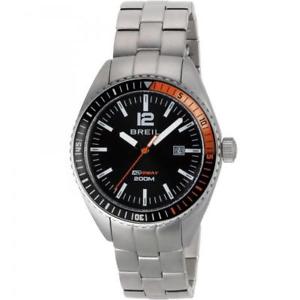 【貨物輸送無料】orologio uomo breil midway tw1629 bracciale acciaio nero arancione sub 200mt