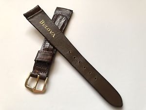 【送料無料】vintage bulova 17 mm genuine lizard brown watch strap