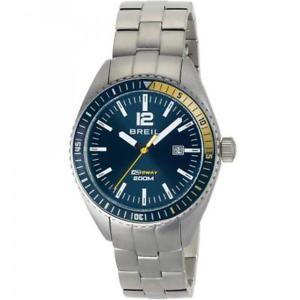 【貨物輸送無料】orologio uomo breil midway tw1630 bracciale acciaio blu giallo sub 200mt diver