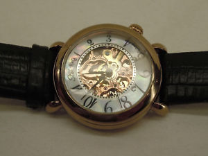 【貨物輸送無料】stuhrling lady wall street gold case automatic skeleton mother of pearl watch