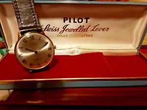 【送料無料】gentlemans swiss pilot watch 1950s boxed never worn|hokushin