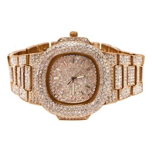 【送料無料】rose gold iced out czech crystal nautical luxury watch 28,485円