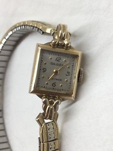 【貨物輸送無料】art deco womens wrist watch, 10k gold filled , gruen precision, running